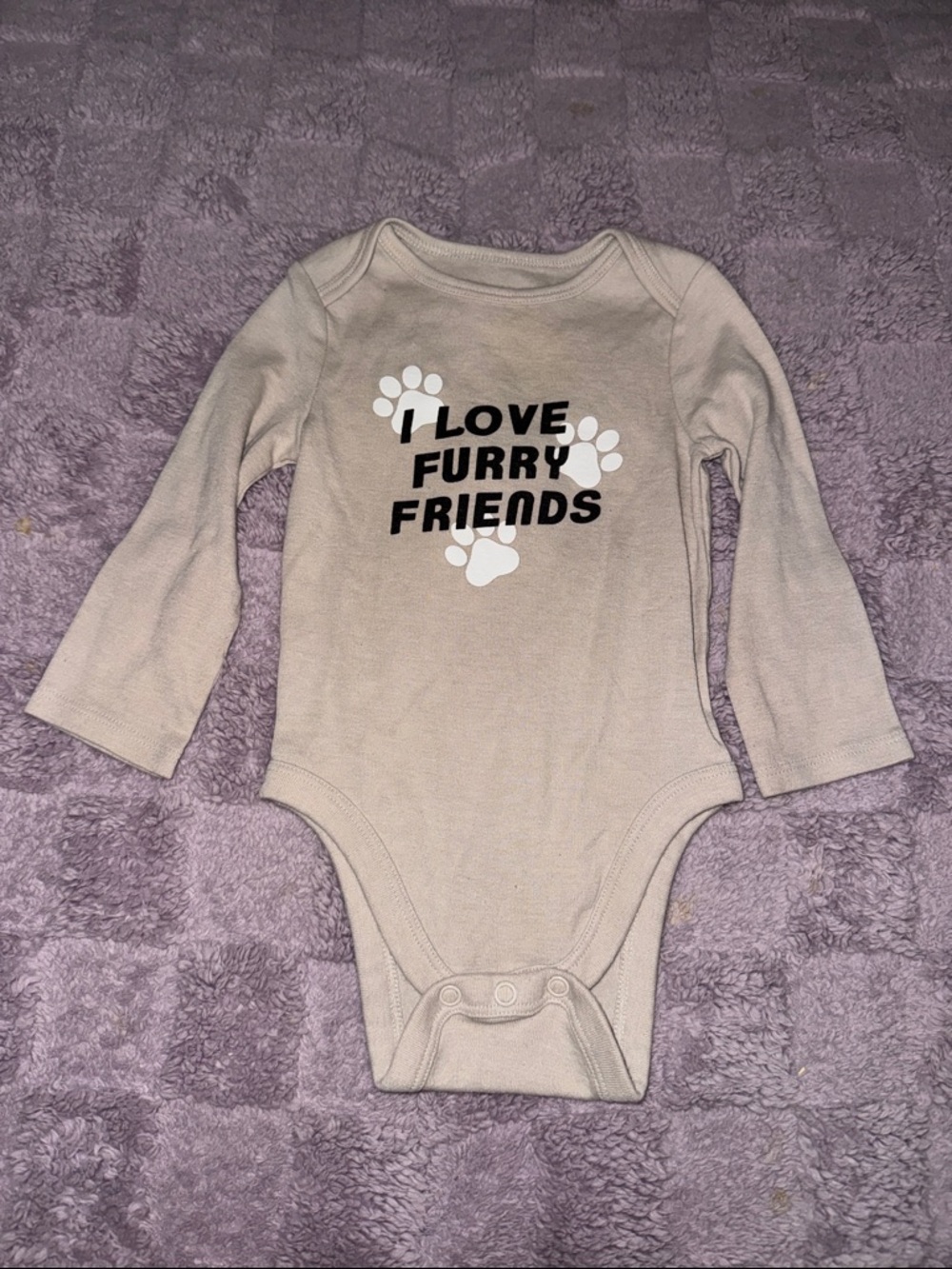 jumping beans Beige "I Love Furry Friends" Long Sleeve Bodysuit